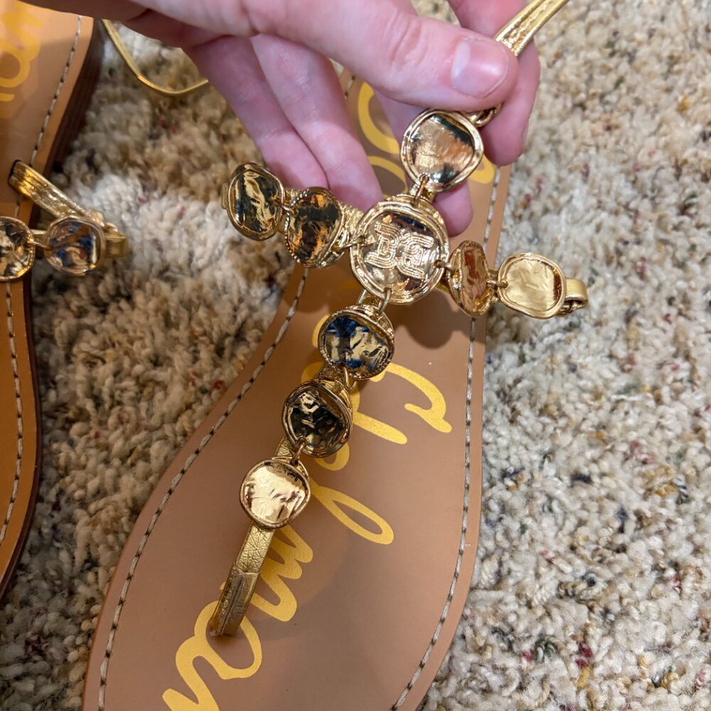 Sam Edelman Deirdre Gold Metallic Wrap Sandals Goddess - Picture 8 of 11
